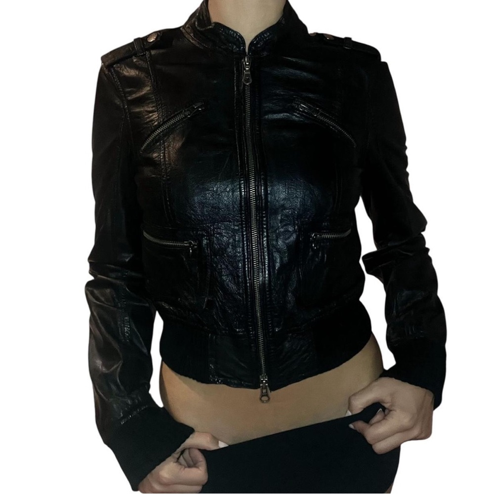 Black Genuine Leather Jacket - Picture 5 of 5